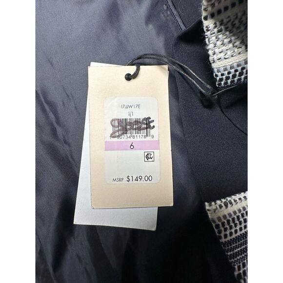 Ivanka Trump Women's Blue Striped Tweed Fringe Zip Blazer Jacket Size 6 NWT - Picture 9 of 11